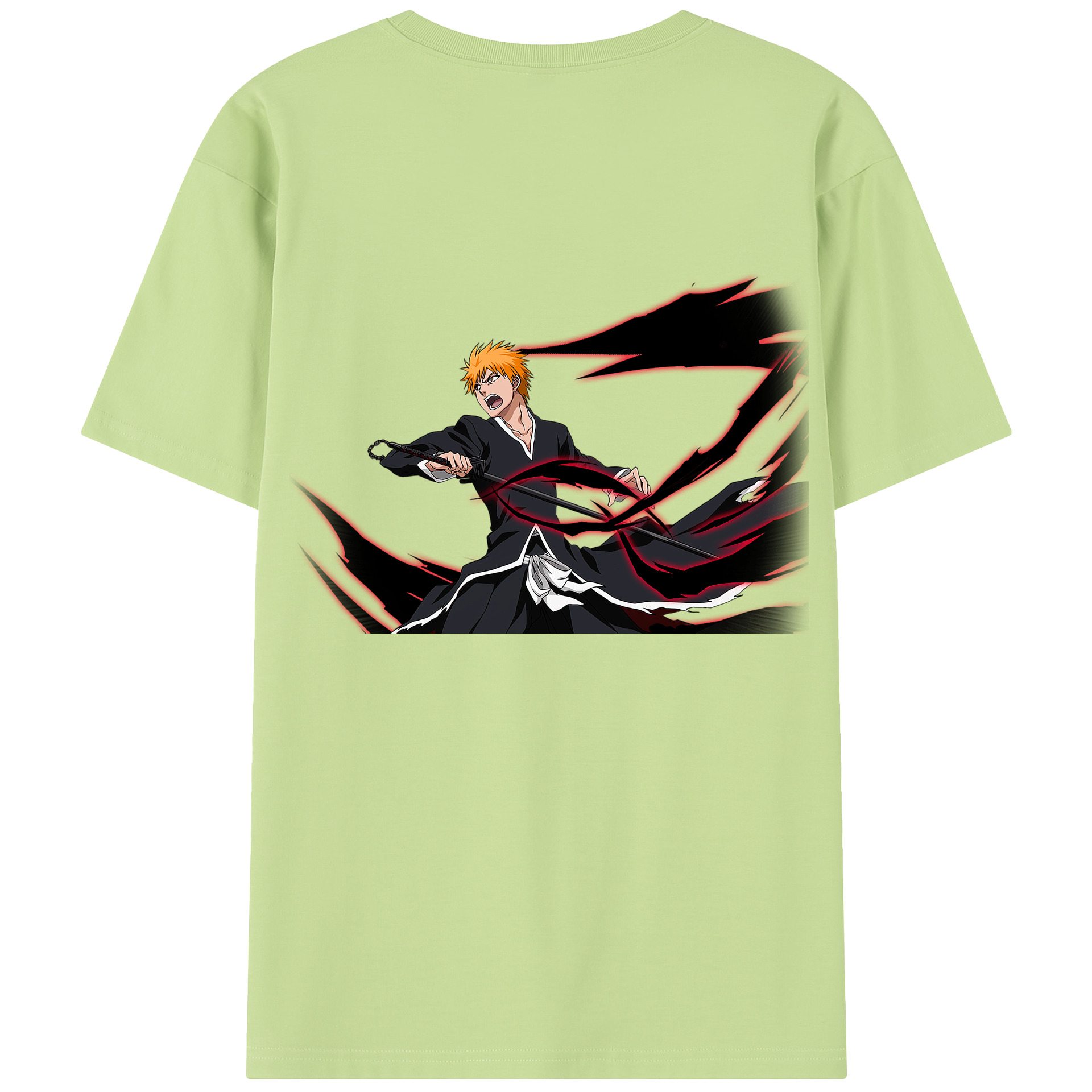 （画像用） ブリーチ 黒崎一護（くろさき いちご）BLEACH Kurosaki Ichigo 綿100％半袖Tシャツ（背面プリント）